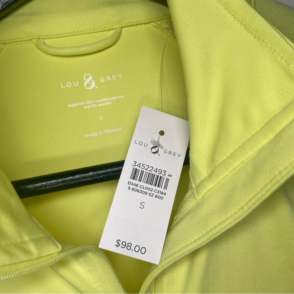 Lou & Grey Long Sleeve Zip Up Women’s Small Neon Yellow Spandex Athletic Sweater - Picture 5 of 15